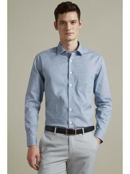 Louis Philippe - Men Blue Slim Fit Print Full Sleeves Shirt