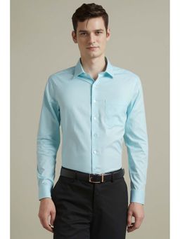 Louis Philippe - Men Light Blue Slim Fit Textured Full Sleeves Shirt
