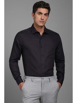 Louis Philippe - Men Black Regular Fit Textured Full Sleeves Shirt