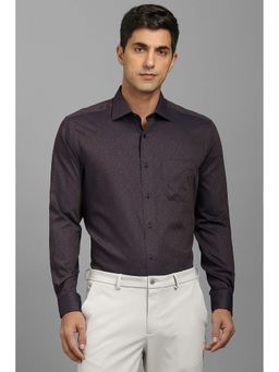 Louis Philippe - Men Brown Self Design Full Sleeves Shirt