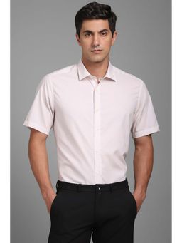 Louis Philippe - Men Light Beige Regular Fit Print Half Sleeves Shirt