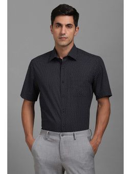 Louis Philippe - Men Black Regular Fit Print Half Sleeves Shirt