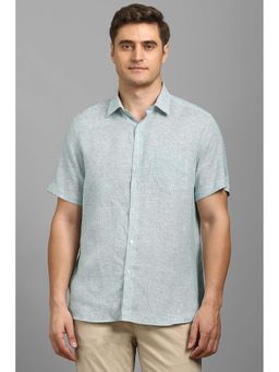 Louis Philippe - Men Green Textured Half Sleeves Shirt