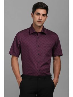 Louis Philippe - Men Wine Regular Fit Print Half Sleeves Shirt