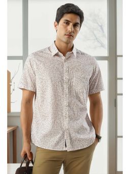 Louis Philippe - Men Beige Print Half Sleeves Shirt
