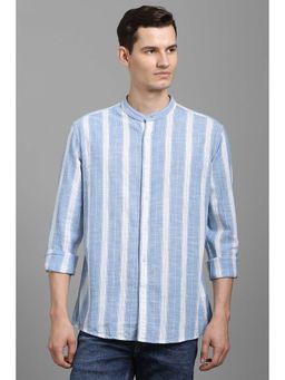 Louis Philippe - Men Blue Stripes Full Sleeves Shirt