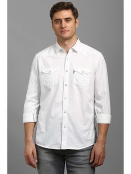 Louis Philippe - Men White Solid Full Sleeves Shirt
