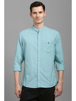 Louis Philippe - Men Sea Blue Stripes Full Sleeves Shirt