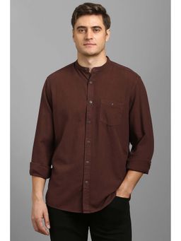 Louis Philippe - Men Brown Solid Full Sleeves Shirt