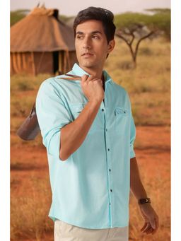 Louis Philippe - Men Light Blue Solid Full Sleeves Shirt