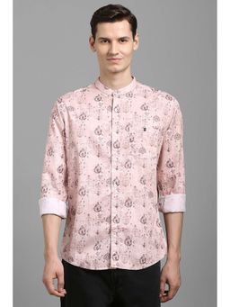 Louis Philippe - Men Peach Print Full Sleeves Shirt