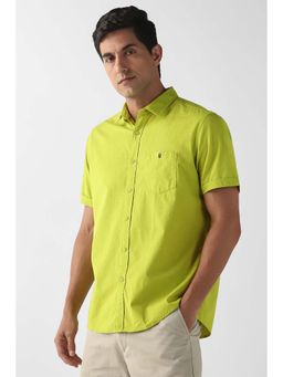 Louis Philippe - Men Green Solid Half Sleeves Shirt
