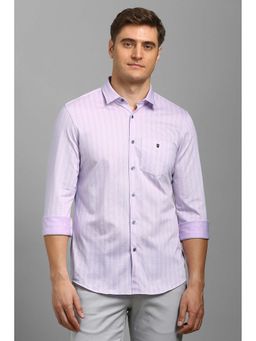 Louis Philippe - Men Lavender Stripes Full Sleeves Shirt