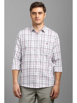 Louis Philippe - Men White Checks Full Sleeves Shirt