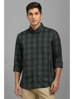 Louis Philippe - Men Green Checks Full Sleeves Shirt