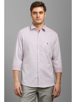 Louis Philippe - Men Light Pink Textured Full Sleeves Shirt