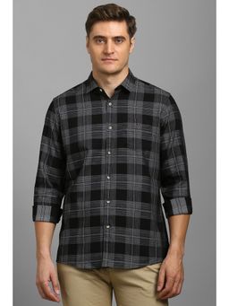 Louis Philippe - Men Black Checks Full Sleeves Shirt