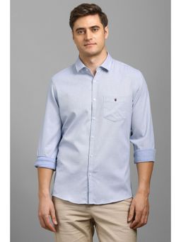 Louis Philippe - Men Light Blue Textured Full Sleeves Shirt