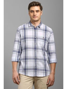 Louis Philippe - Men White Checks Full Sleeves Shirt