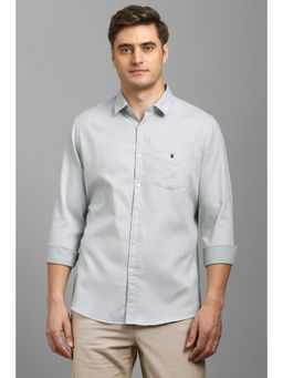 Louis Philippe - Men Grey Textured Full Sleeves Shirt