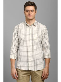 Louis Philippe - Men Beige Checks Full Sleeves Shirt