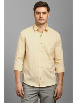 Louis Philippe - Men Yellow Solid Full Sleeves Shirt