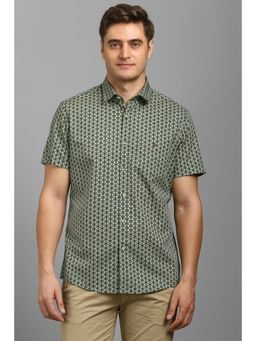 Louis Philippe - Men Green Print Half Sleeves Shirt