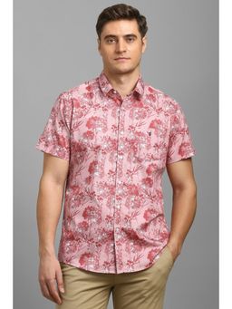 Louis Philippe - Men Pink Print Half Sleeves Shirt