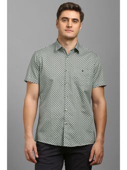 Louis Philippe - Men Green Print Half Sleeves Shirt