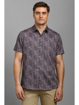 Louis Philippe - Men Purple Print Half Sleeves Shirt