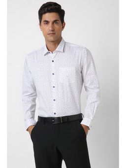 Peter England - Men White Print Full Sleeves Shirt