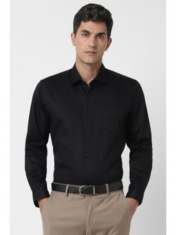 Peter England - Men Black Regular Fit Solid Full Sleeves Shirt