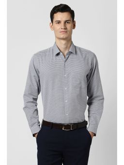 Peter England - Men Grey Textured Full Sleeves Shirt