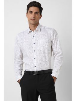 Peter England - Men White Print Full Sleeves Shirt