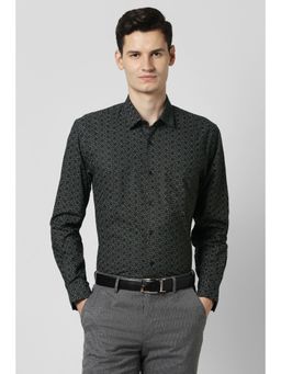 Peter England - Men Dark Green Printed Full Sleeves Shirt