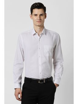 Peter England - Men White Textured Full Sleeves Shirt