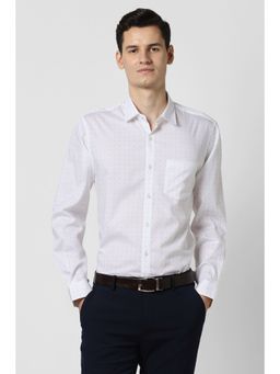 Peter England - Men White Print Full Sleeves Shirt