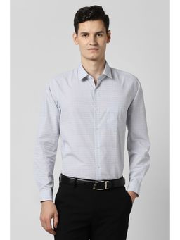 Peter England - Men Grey Checks Full Sleeves Shirt