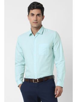 Peter England - Men Light Blue Slim Fit Solid Full Sleeves Shirt