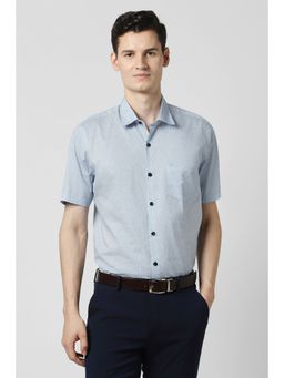 Peter England - Men Light Blue Printed Half Sleeves Shirt
