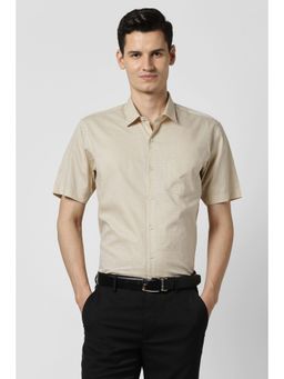 Peter England - Men Beige Printed Half Sleeves Shirt