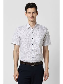 Peter England - Men White Printed Half Sleeves Shirt