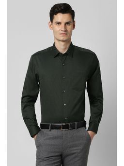 Peter England - Men Dark Green Textured Full Sleeves Shirt