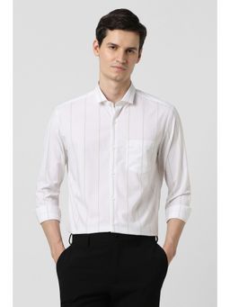 Peter England - Men White Stripes Full Sleeves Shirt