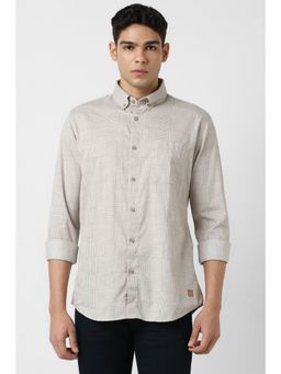 Van Heusen - Men Beige Print Full Sleeves Shirt