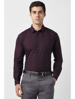Van Heusen - Men Purple Slim Fit Print Full Sleeves Party Shirt
