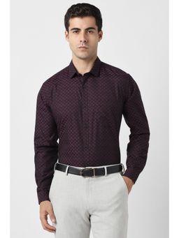 Van Heusen - Men Wine Print Full Sleeves Party Shirt