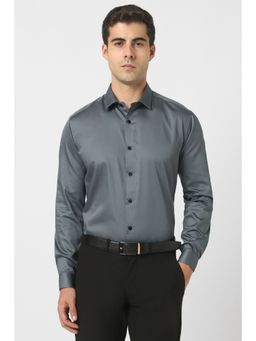 Van Heusen - Men Grey Solid Full Sleeves Shirt