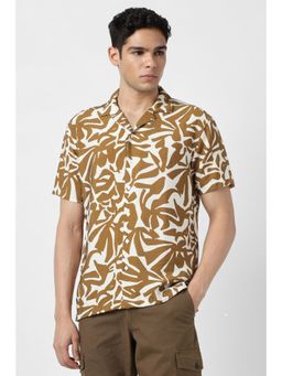 Van Heusen - Men Brown Print Half Sleeves Party Shirt