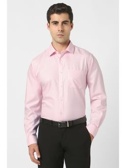 Van Heusen - Men Pink Regular Fit Textured Full Sleeves Shirt